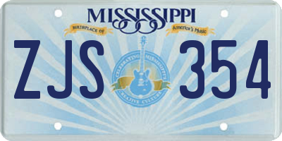 MS license plate ZJS354