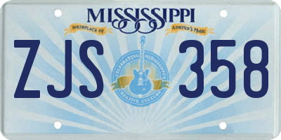 MS license plate ZJS358
