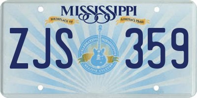MS license plate ZJS359