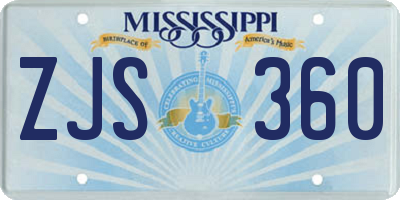 MS license plate ZJS360
