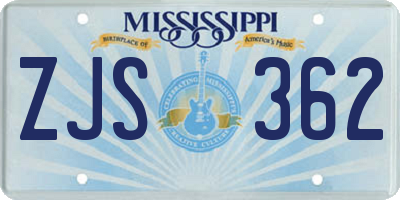 MS license plate ZJS362