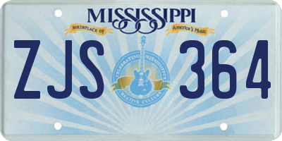 MS license plate ZJS364