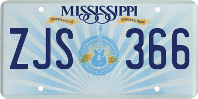 MS license plate ZJS366