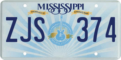 MS license plate ZJS374
