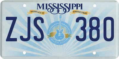 MS license plate ZJS380