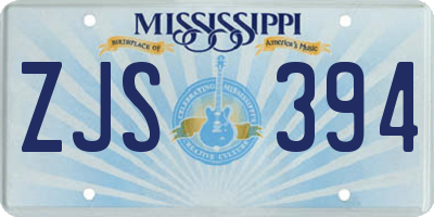 MS license plate ZJS394