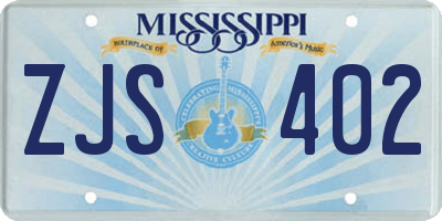 MS license plate ZJS402