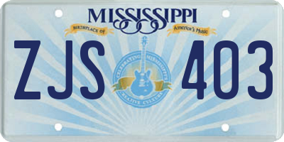 MS license plate ZJS403