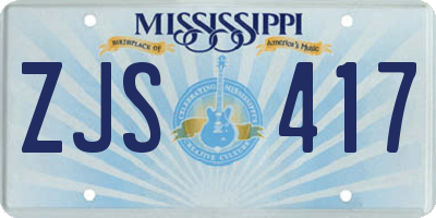 MS license plate ZJS417