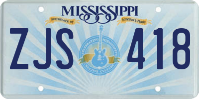 MS license plate ZJS418