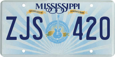 MS license plate ZJS420
