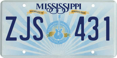MS license plate ZJS431