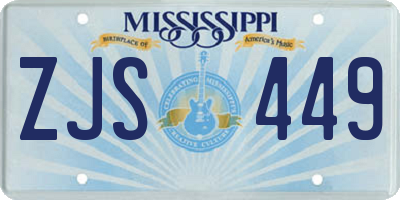 MS license plate ZJS449