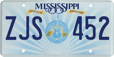 MS license plate ZJS452