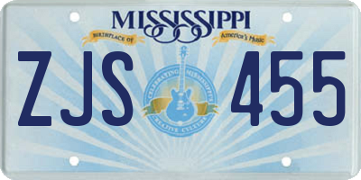 MS license plate ZJS455