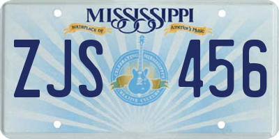 MS license plate ZJS456