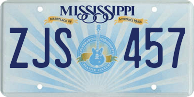 MS license plate ZJS457