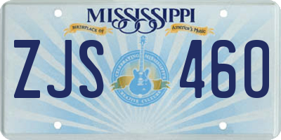 MS license plate ZJS460