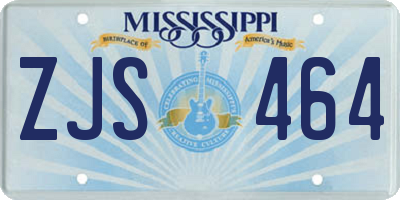 MS license plate ZJS464