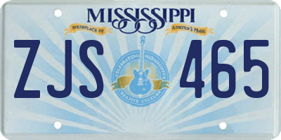 MS license plate ZJS465