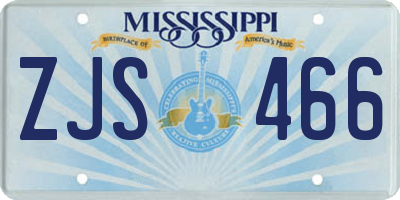 MS license plate ZJS466