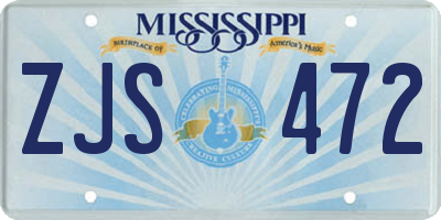 MS license plate ZJS472
