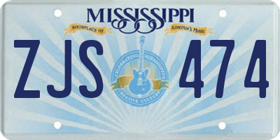 MS license plate ZJS474