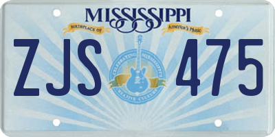 MS license plate ZJS475