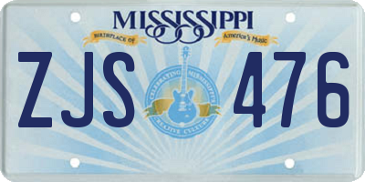 MS license plate ZJS476