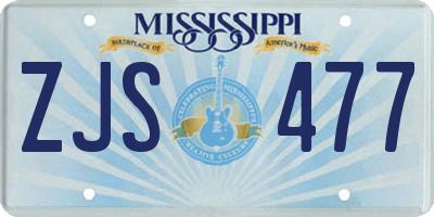 MS license plate ZJS477