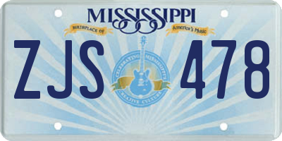MS license plate ZJS478