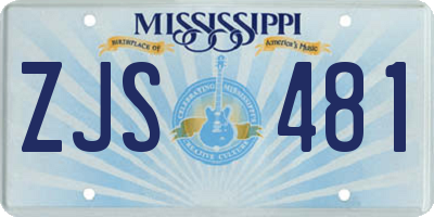 MS license plate ZJS481