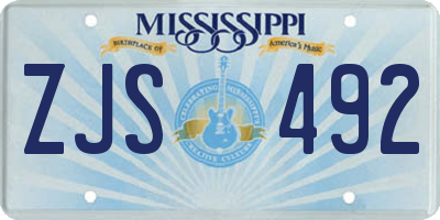 MS license plate ZJS492