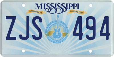MS license plate ZJS494