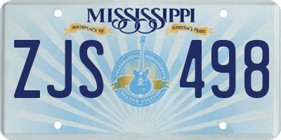 MS license plate ZJS498