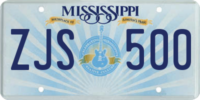 MS license plate ZJS500