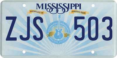 MS license plate ZJS503