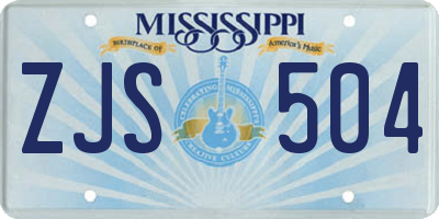 MS license plate ZJS504