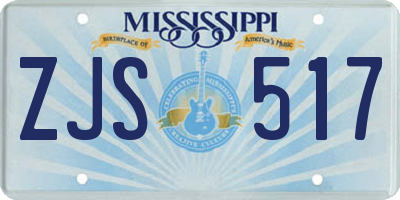 MS license plate ZJS517