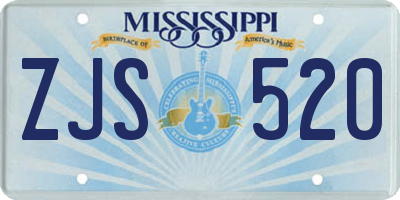 MS license plate ZJS520