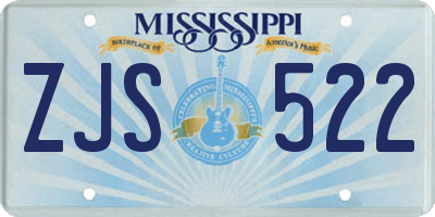 MS license plate ZJS522