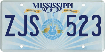 MS license plate ZJS523