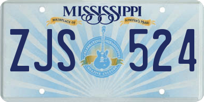 MS license plate ZJS524