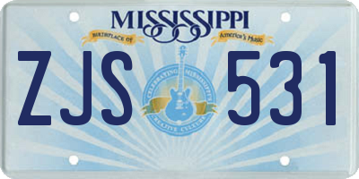 MS license plate ZJS531
