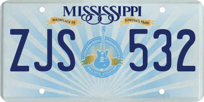 MS license plate ZJS532