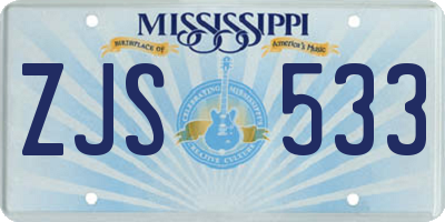 MS license plate ZJS533