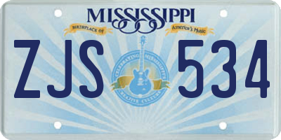 MS license plate ZJS534