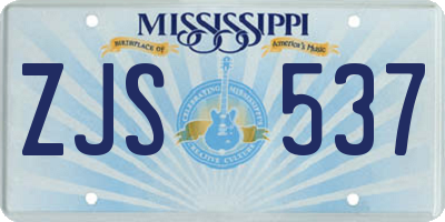 MS license plate ZJS537