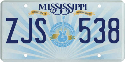 MS license plate ZJS538