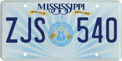 MS license plate ZJS540